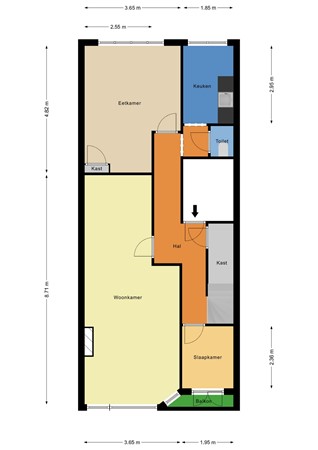 Floorplan - Mathenesserweg 79A02, 3027 HJ Rotterdam